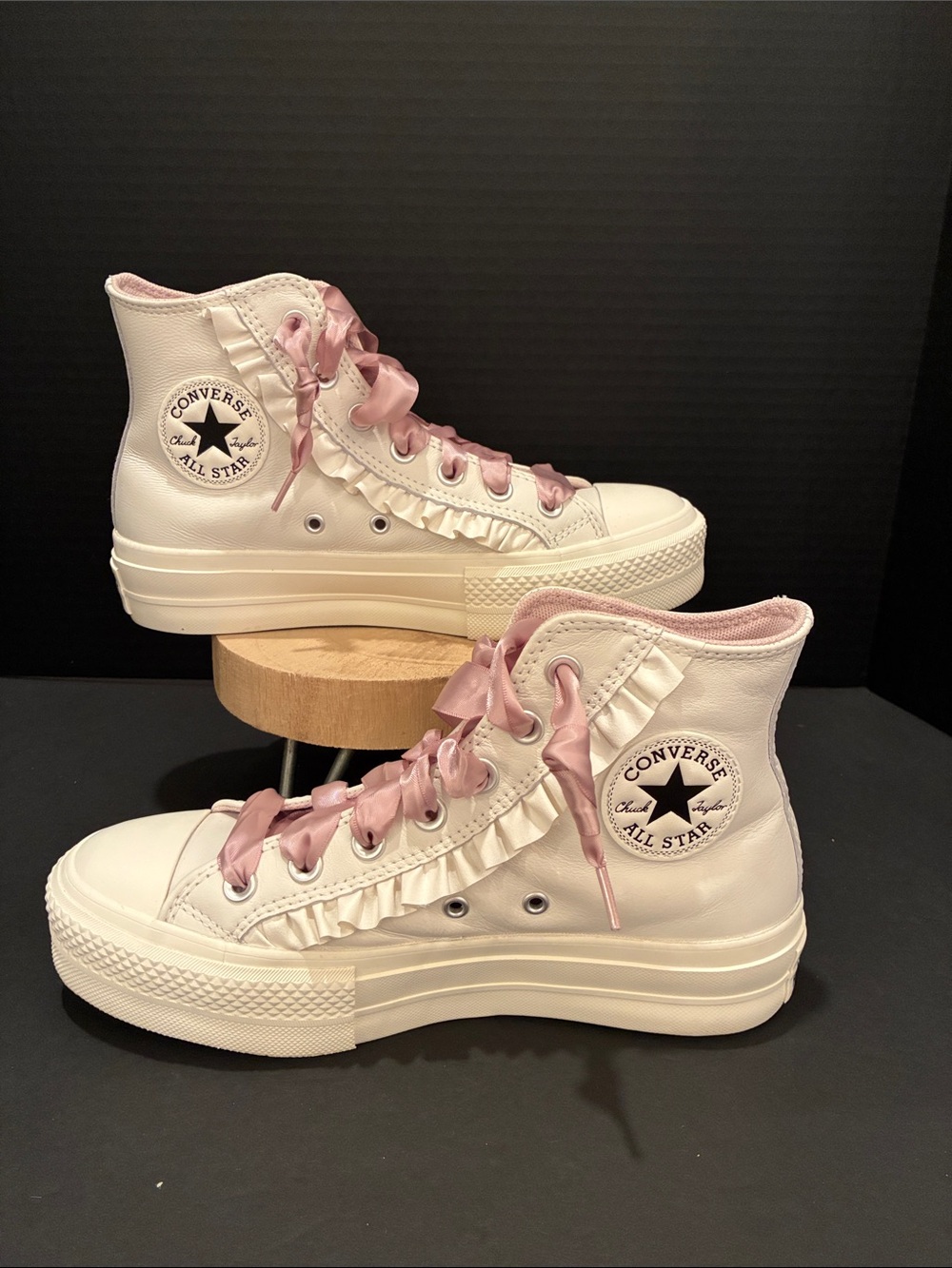 Converse All Star Lift Ruffle High Top Platform Sneakers Shoes White Size 7